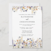 Dusty Blue Wildblumen feierliche Hochzeit Einladung