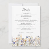 Dusty Blue Wildblumen in einer eleganten Hochzeit Einladung (Rückseite)