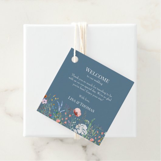 Dusty Blue Wildblumen Meadow Begrüßungsmarke Geschenkanhänger (Beispiel)