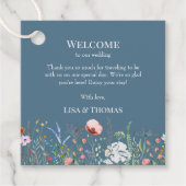 Dusty Blue Wildblumen Meadow Begrüßungsmarke Geschenkanhänger (Vorderseite)