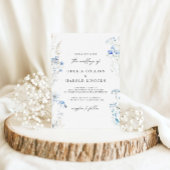 Dusty Blue Wildblumen Monogram Wedding Einladung