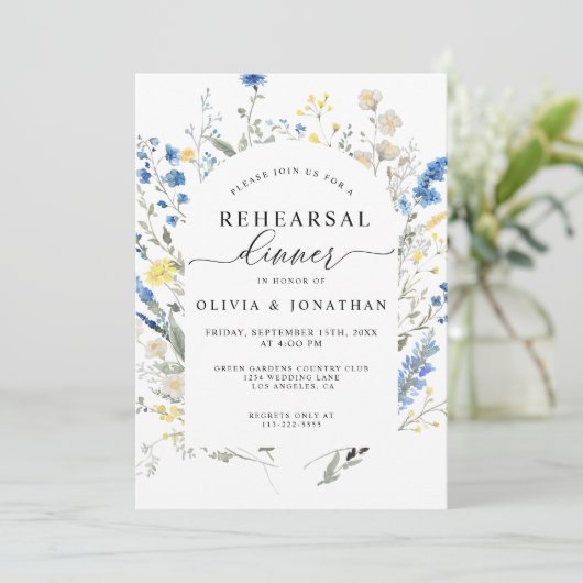 Dusty Blue Wildblumen Probe Einladung (Stehend Vorderseite)