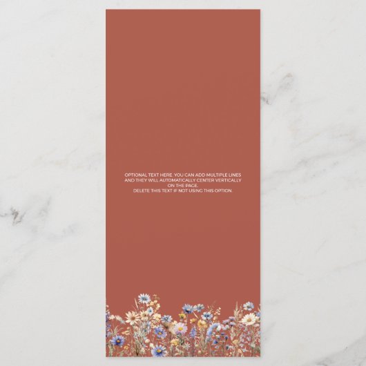 Dusty Blue Wildblumen Ristorante La Lanchetta Menükarte (Rückseite)