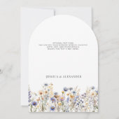 Dusty Blue Wildblumen Wedding Arch Save the Date Einladung (Rückseite)