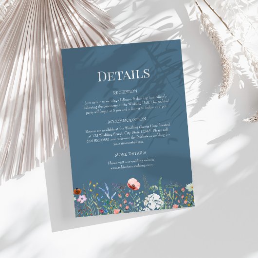 Dusty Blue Wildblumen Wedding Details Card Einladung