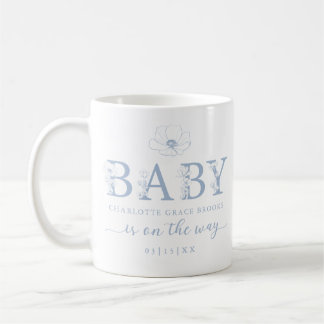 Dusty Blue Wildflower Baby Announcement Coffee Mug Kaffeetasse