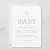 Dusty Blue Wildflower Baby Shower All-in-One Einladung (Vorderseite)