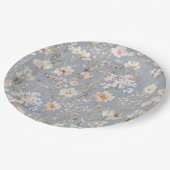Dusty Blue Wildflower Baby Shower  Pappteller (Schrägansicht)
