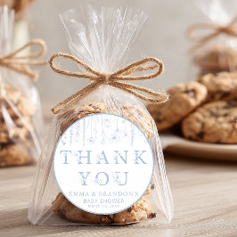 Dusty Blue Wildflower Baby Shower Thank You  Runder Aufkleber