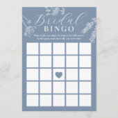 Dusty Blue Wildflower Bridal Shower Gift Bingo Einladung (Vorderseite)