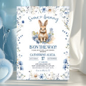Dusty Blue Wildflower Bunny baby shower Einladung