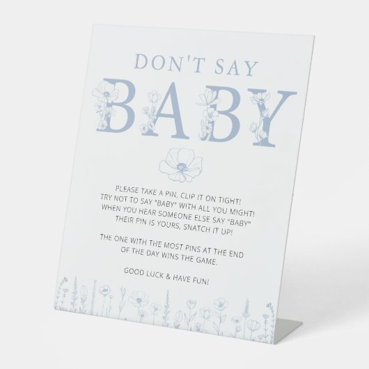 Dusty Blue Wildflower Don’t Say Baby Game Sign Sockelschild (Vorderseite)