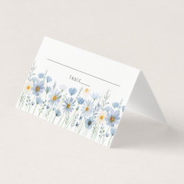 Dusty Blue Wildflower Floral Wedding Place Card