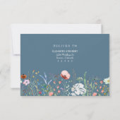 Dusty Blue Wildflower Meadow Wedding RSVP Card Karte (Rückseite)
