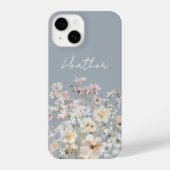 Dusty Blue Wildflower Personalized  iPhone Hülle (Rückseite)