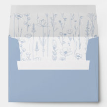 Dusty Blue Wildflower Printed Envelope Interior