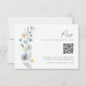 Dusty Blue Wildflower QR Code Wedding RSVP Karte (Vorderseite)
