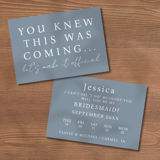 Dusty Blue Will You Be My Bridesmaid Proposal Card Einladung