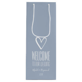 Dusty Blue Willkommen bei unserer Hochzeit Geschenktüte Für Weinflaschen