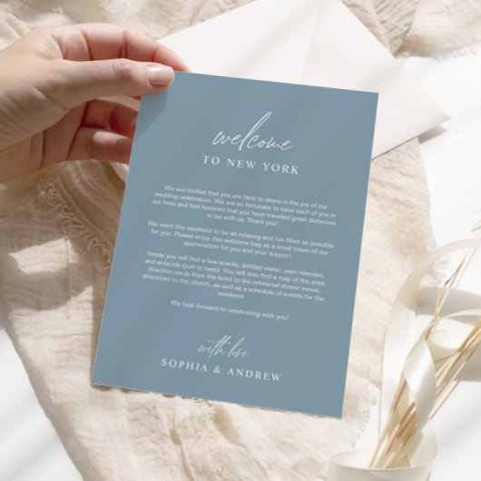 Dusty Blue Willkommens-Tour Dankeschön Karte