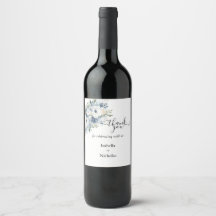 Dusty Blue Wine Flasche Danke-Label