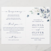 Dusty Blue Winter Foliage Wedding Zeremony Program (Vorderseite)