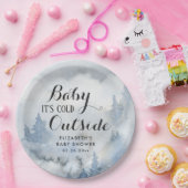 Dusty Blue Winter Forest - Baby It's Cold Outside Pappteller (Party)