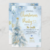 Dusty Blue Winter Forest Weihnachtsfeier Einladung (Vorne/Hinten)