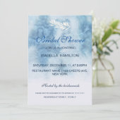 Dusty Blue Winter Script Calligraphy Brautparty Einladung (Stehend Vorderseite)