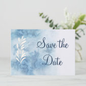 Dusty Blue Winter Script Calligraphy Save the Date (Stehend Vorderseite)
