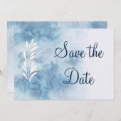 Dusty Blue Winter Script Calligraphy Save the Date (Vorne/Hinten)