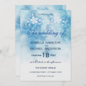 Dusty Blue Winter Script Calligraphy Watercolor Einladung (Vorne/Hinten)