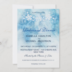 Dusty Blue Winter Script Calligraphy Watercolor Einladung