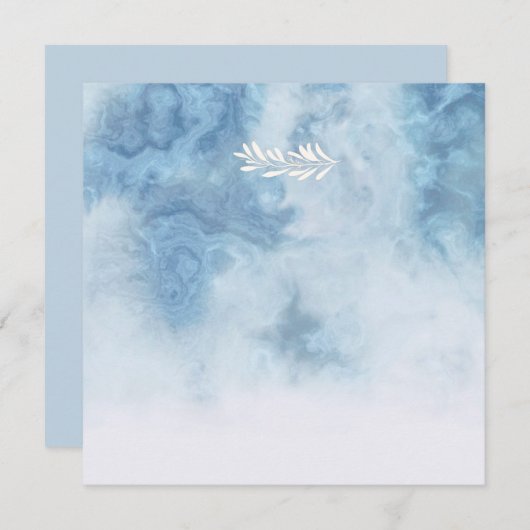Dusty Blue Winter Script Calligraphy White Branch Einladung (Vorne/Hinten)