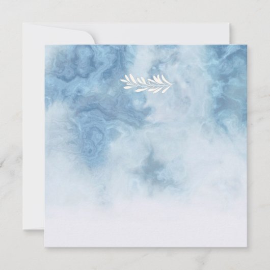 Dusty Blue Winter Script Calligraphy White Branch Einladung (Vorderseite)