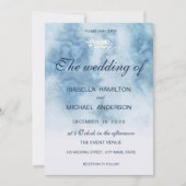 Dusty Blue Winter Script Calligraphy White Branch Einladung (Vorderseite)