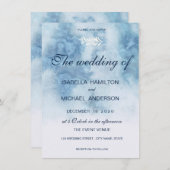 Dusty Blue Winter Script Calligraphy White Branch Einladung (Vorne/Hinten)