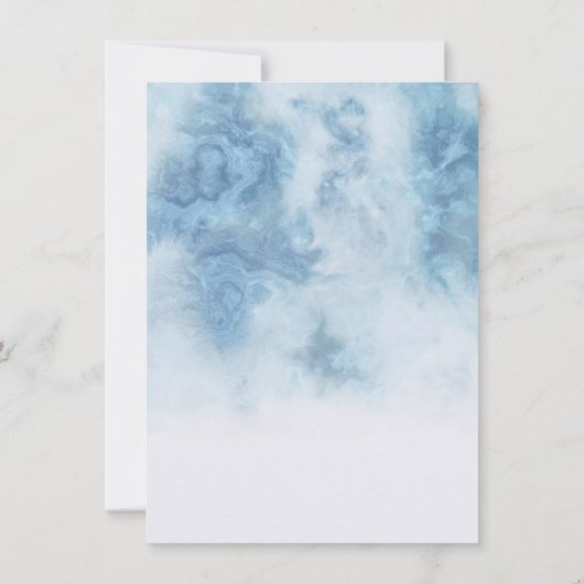 Dusty Blue Winter Script Calligraphy White Branch Einladung (Rückseite)