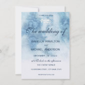 Dusty Blue Winter Script Calligraphy White Branch Einladung (Vorderseite)