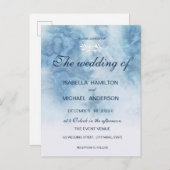 Dusty Blue Winter Script Calligraphy White Branch Einladungspostkarte (Vorne/Hinten)