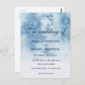 Dusty Blue Winter Script Calligraphy White Branch Postkarte (Vorne/Hinten)