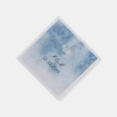 Dusty Blue Winter Script Calligraphy White Branch Serviette (Ecke)