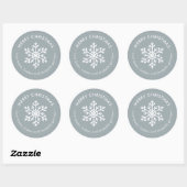 Dusty Blue Winter Snowflake Weihnachtsgeschenk Tag Runder Aufkleber (Blatt)