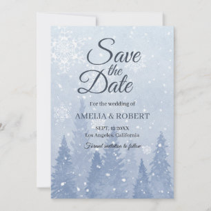 Dusty Blue Winter Szene Save The Date