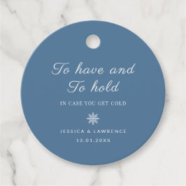 Dusty Blue Winter Wedding Decken für die Gäste Geschenkanhänger