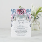 Dusty Blue Winter Wedding Details Enclosure Card Begleitkarte (Stehend Vorderseite)