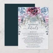 Dusty Blue Winter Wedding Details Enclosure Card Begleitkarte (Vorne/Hinten)