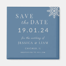 Dusty Blue Winter Wedding Save the Date Magnet