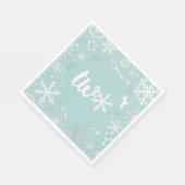 Dusty Blue Winter Zweite Geburtstagsschneeflocke Serviette (Ecke)