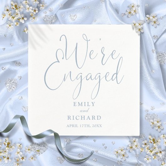 Dusty Blue Wir sind eine Verlobte Script-Engagemen Serviette